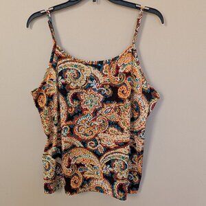 Lane Bryant 14/16 paisley adjustable spaghetti strap tank crop top EUC